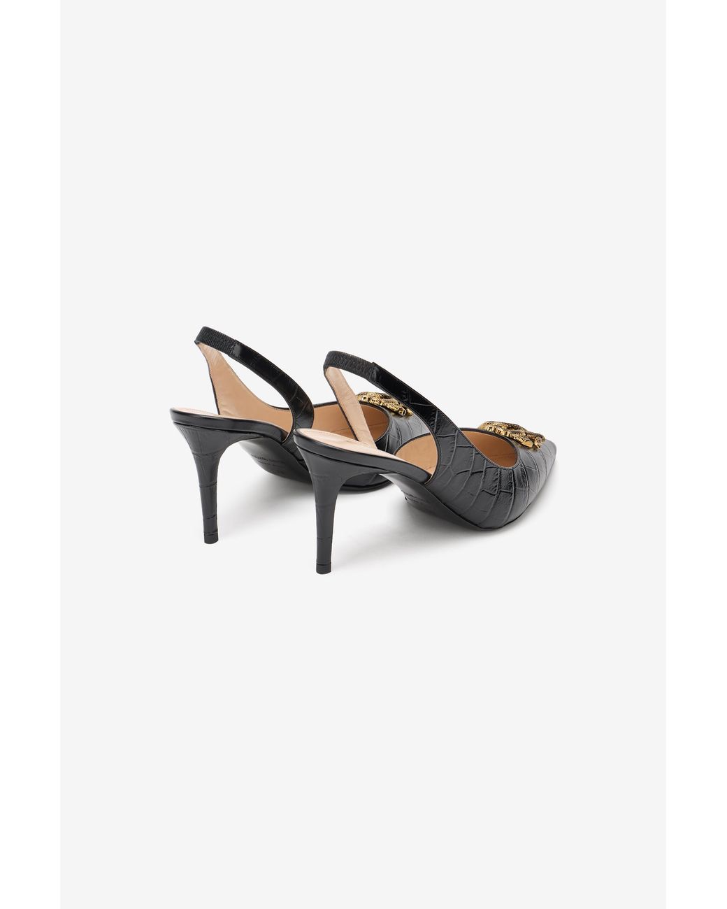 Roberto Cavalli Multicolor Croc-Effect Print Shoes Sling Back