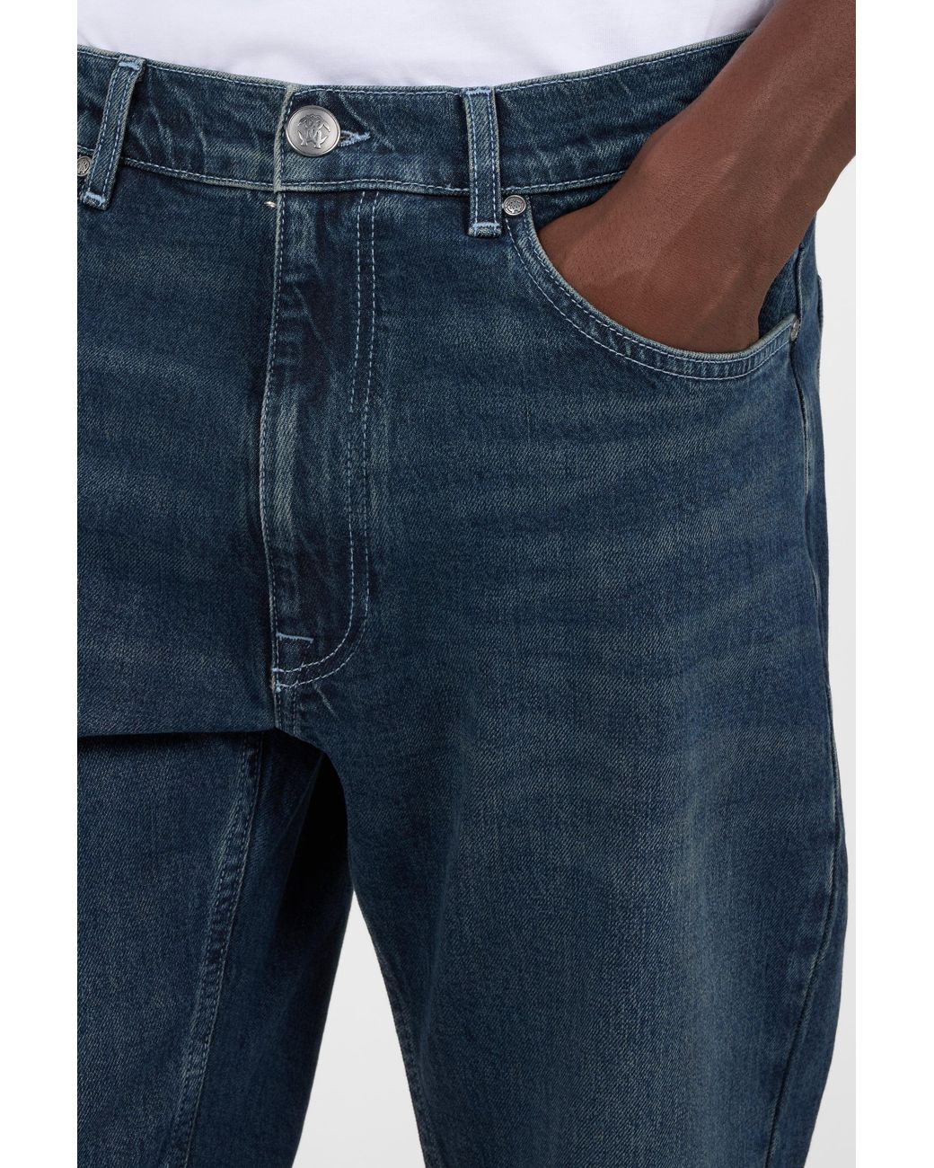 Roberto Cavalli Blue Denim Trousers Trousers Five-Pocket for men