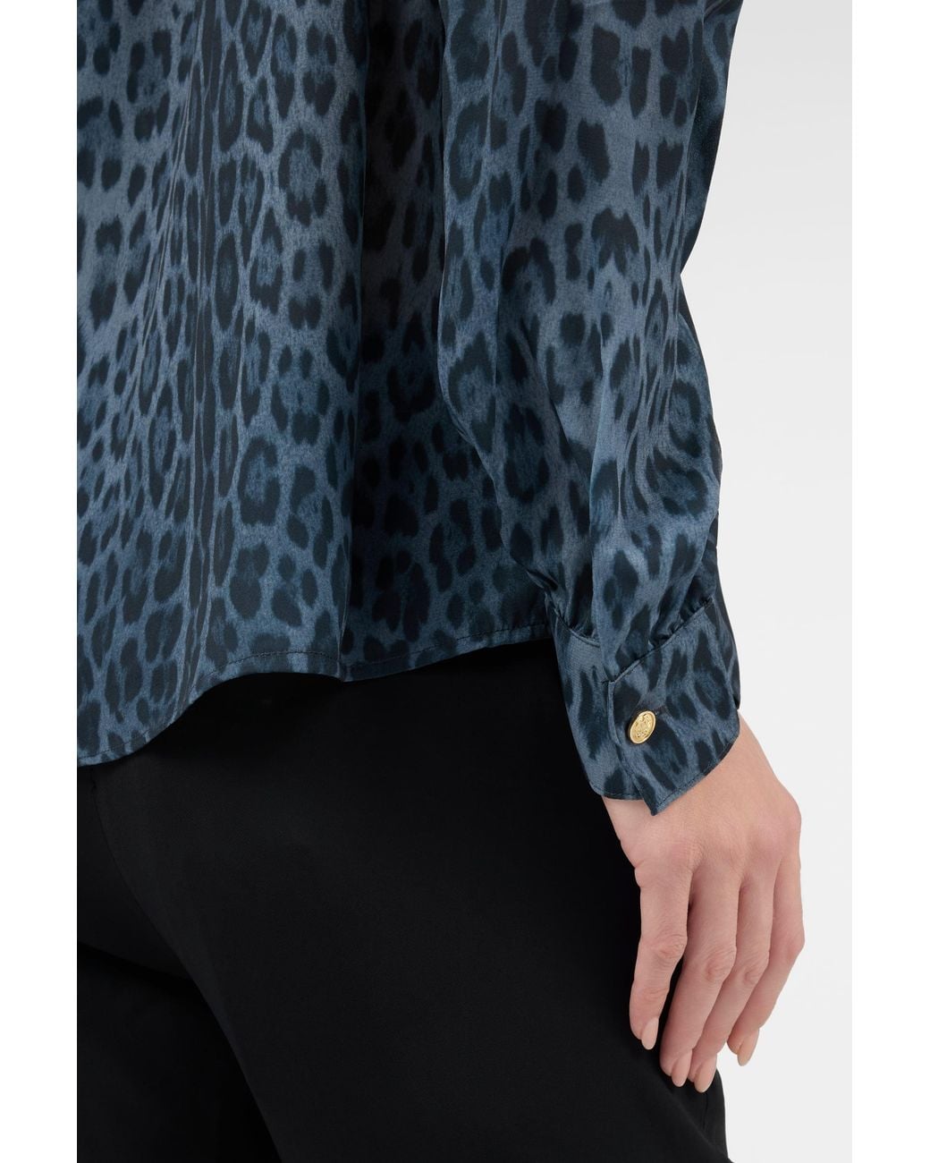 Roberto Cavalli Blue Jaguar Print Shirt