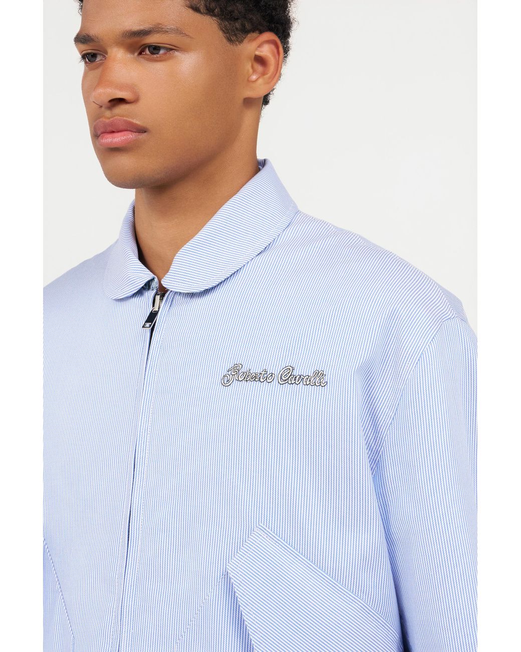 Roberto Cavalli Blue Reversible Bomber Jacket With Baby Jaguar Print for men