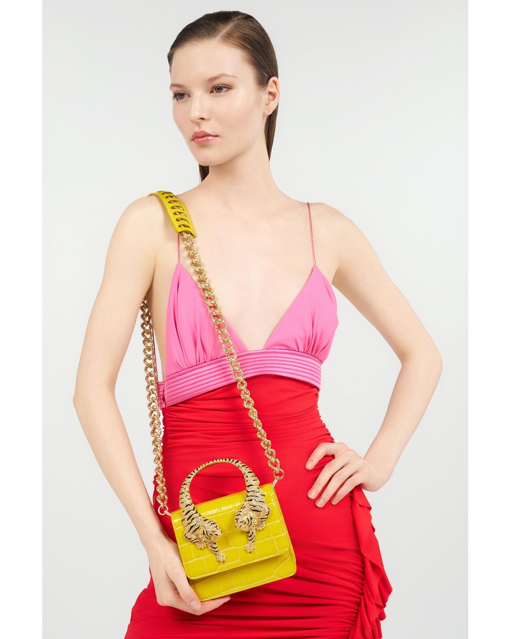 Roberto Cavalli Yellow Small Roar Bag