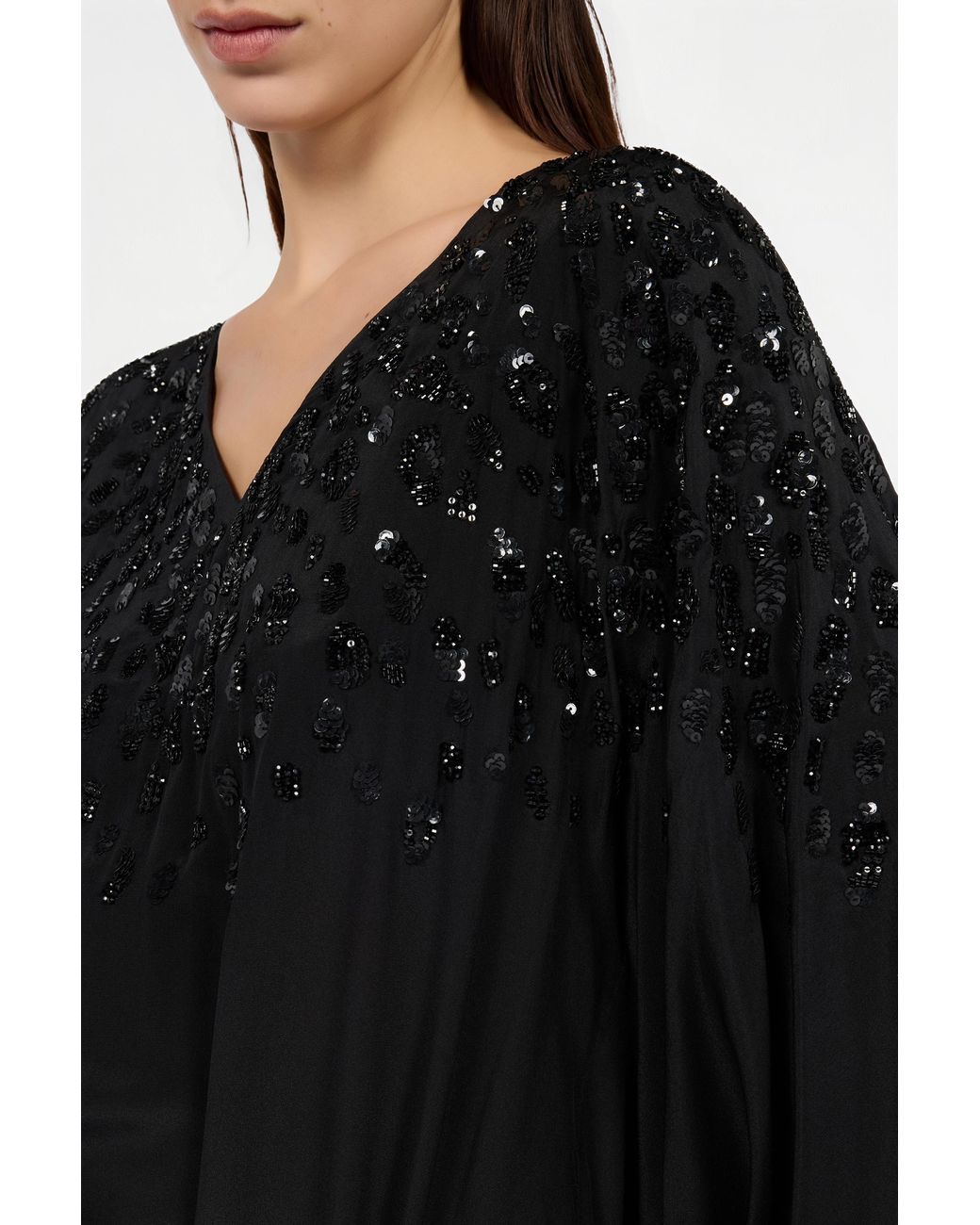 Roberto Cavalli Black Silk Maxi Dress With Embellished Detail