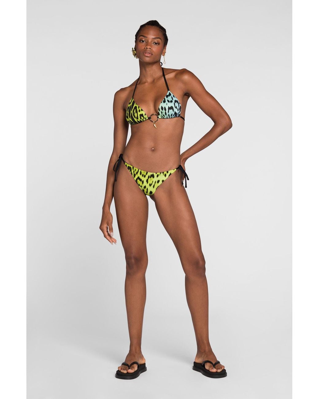 Roberto Cavalli Blue Jaguar-Print Bikini Briefs