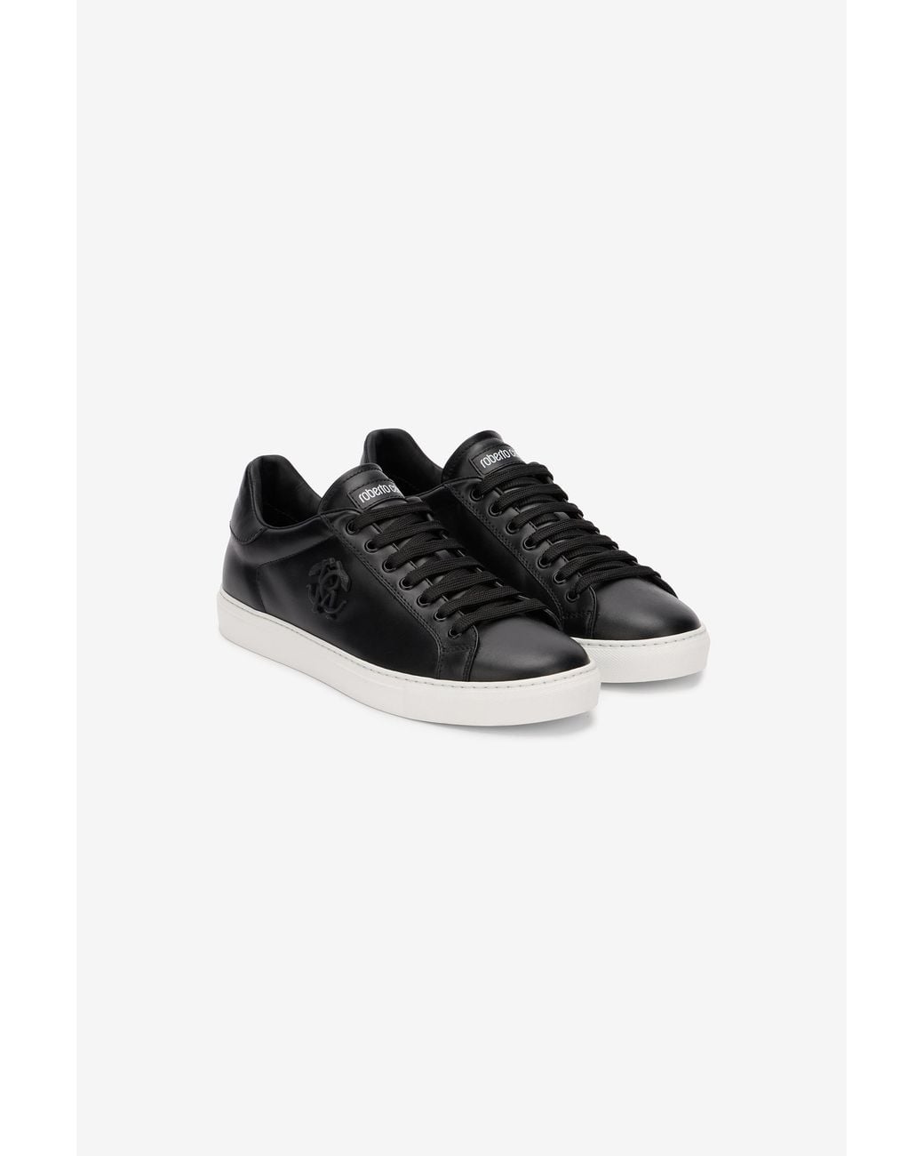 Roberto Cavalli Black Sneaker With Embossed Monogram Rc for men