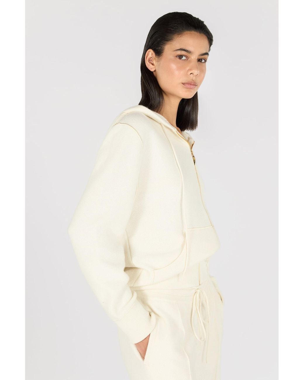 Roberto Cavalli Natural Knitted Zip-Up Sweatshirt