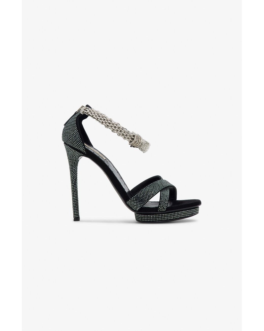 Roberto Cavalli Black Panther-Head High-Heel Sandals