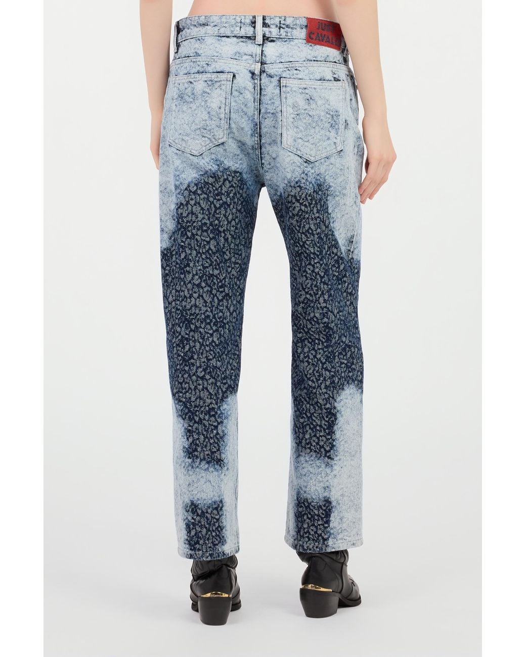 Roberto Cavalli Blue Straight Wide Leg Trousers Washed Denim