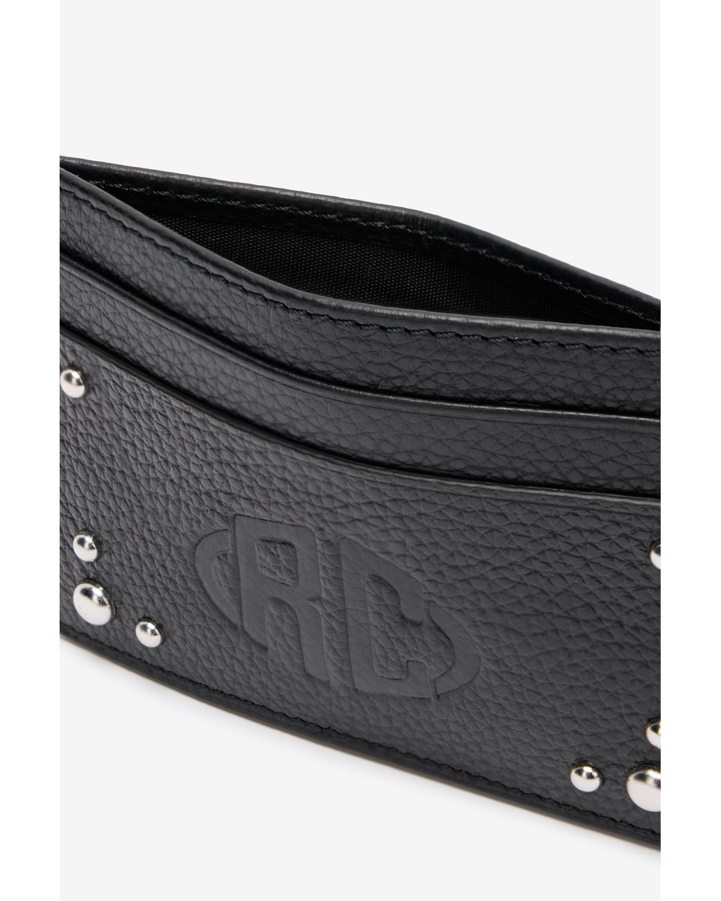 Roberto Cavalli Black Flat Card Holder With Studs for men