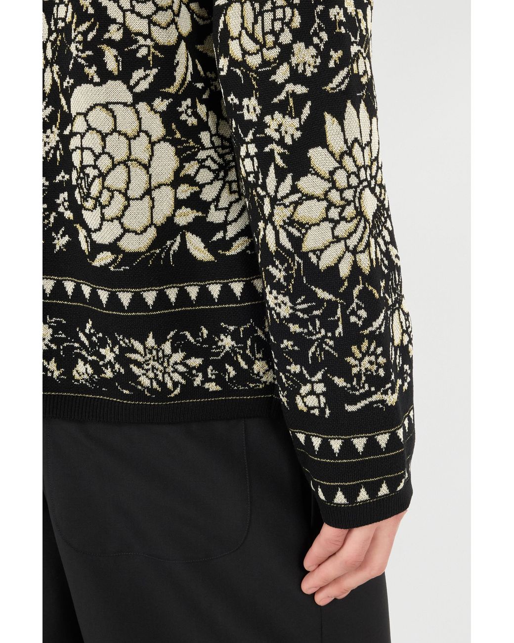 Roberto Cavalli Black Floral Wool-Blend Sweater for men