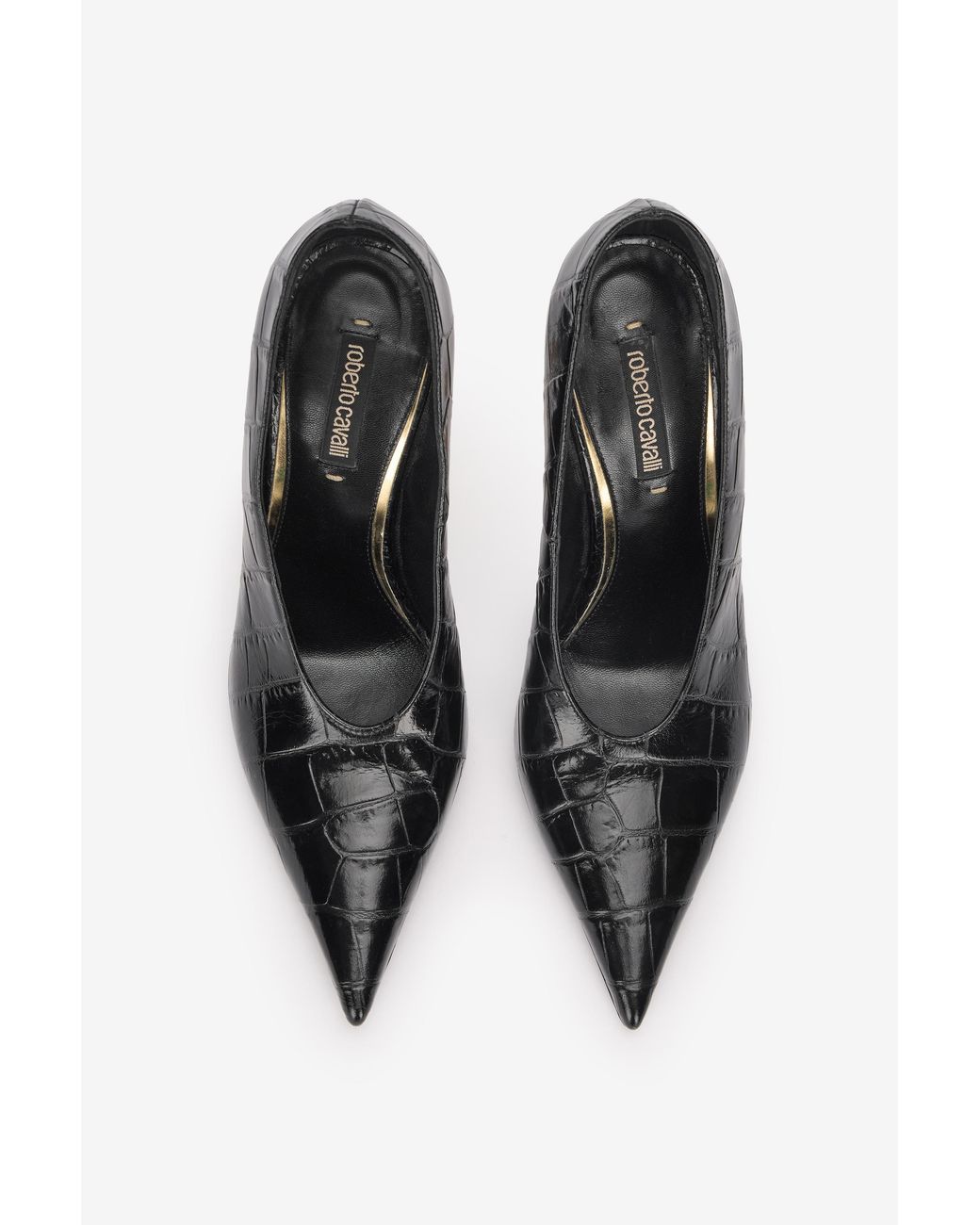 Roberto Cavalli Black Crocodile Scale-Effect Pumps