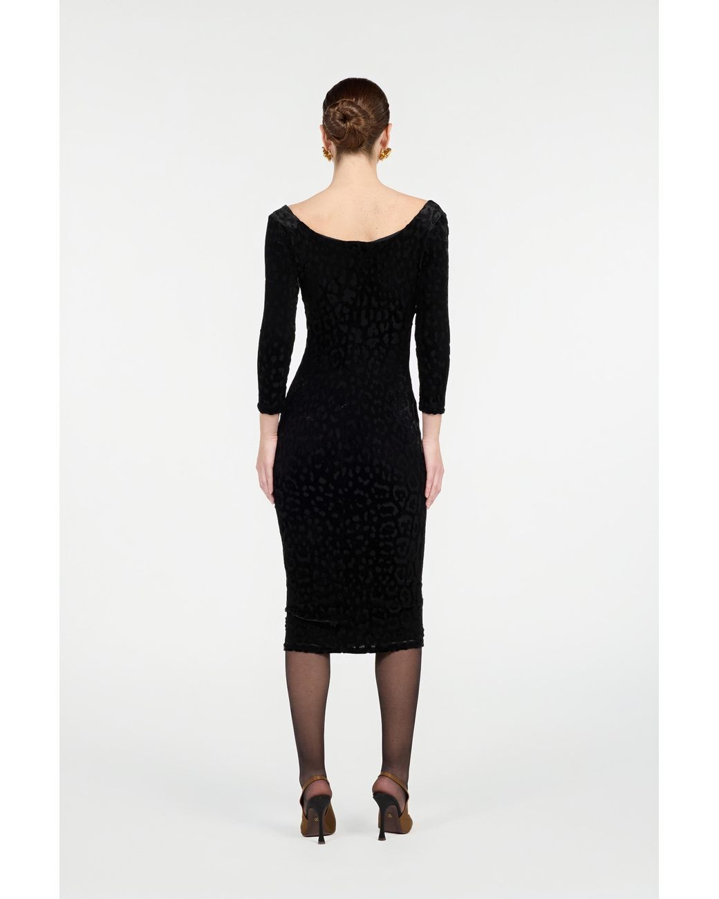 Roberto Cavalli Black Sheath Dress With Jaguar Skin Pattern