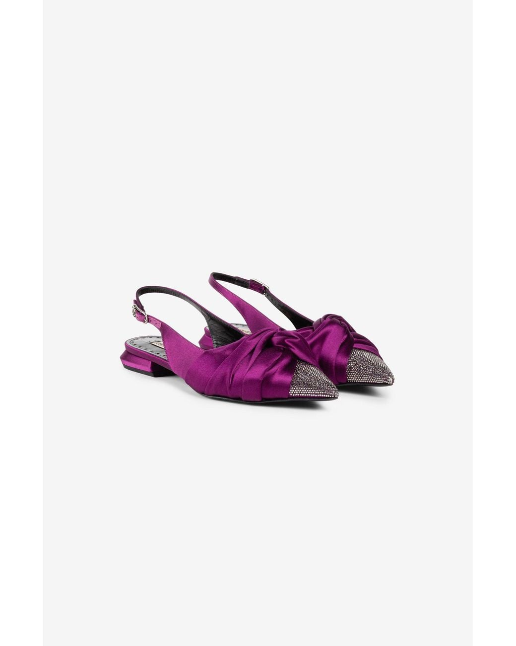 Roberto Cavalli Purple Knot-Detail Crystal-Embellished Ballerina Shoes