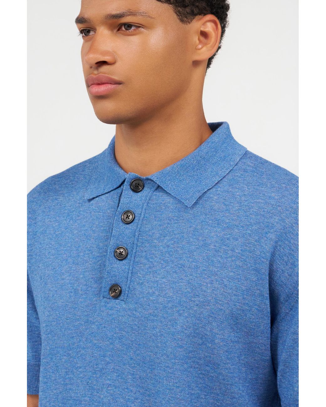 Roberto Cavalli Blue Knit Polo Shirt With Embroidered Logo for men