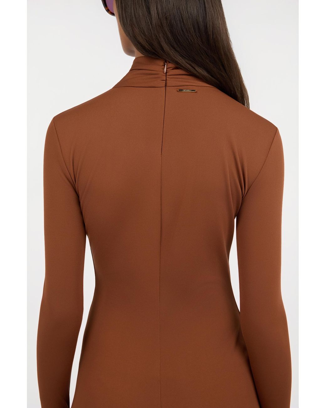 Roberto Cavalli Brown Maxi Dress With Twisted Neckline