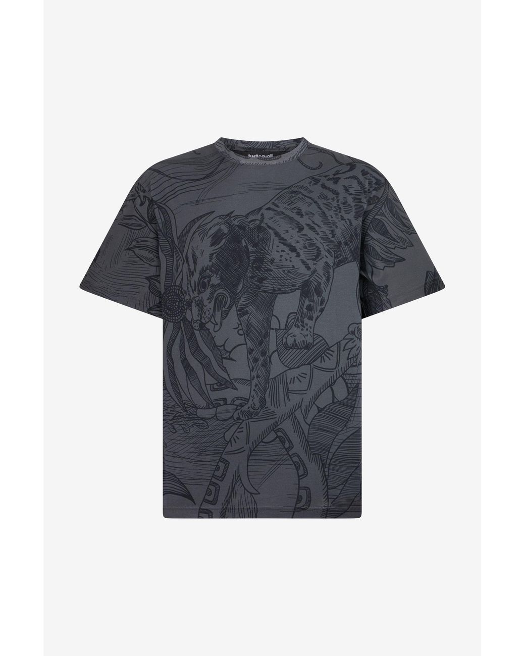 Roberto Cavalli Blue T-Shirt With Wild Ones Motif for men