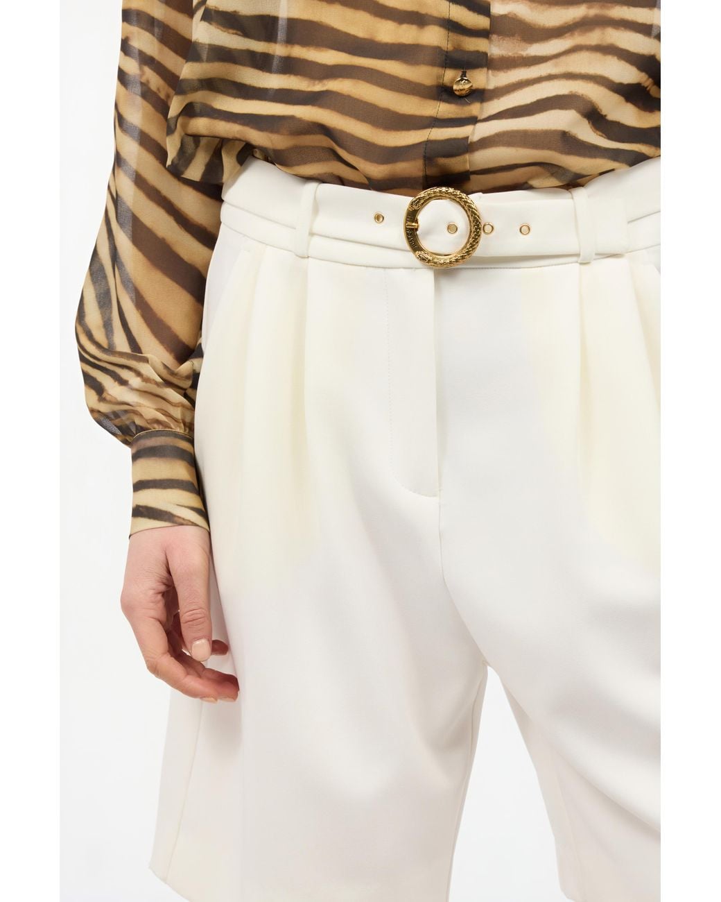 Bermudas Sastre Con Cinturón Roberto Cavalli de color White