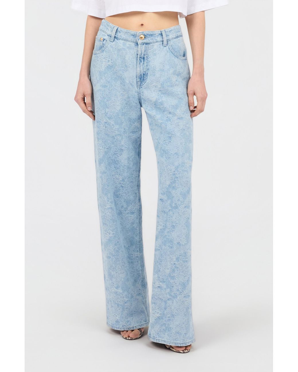Roberto Cavalli Blue Wide-Leg Denim Trousers