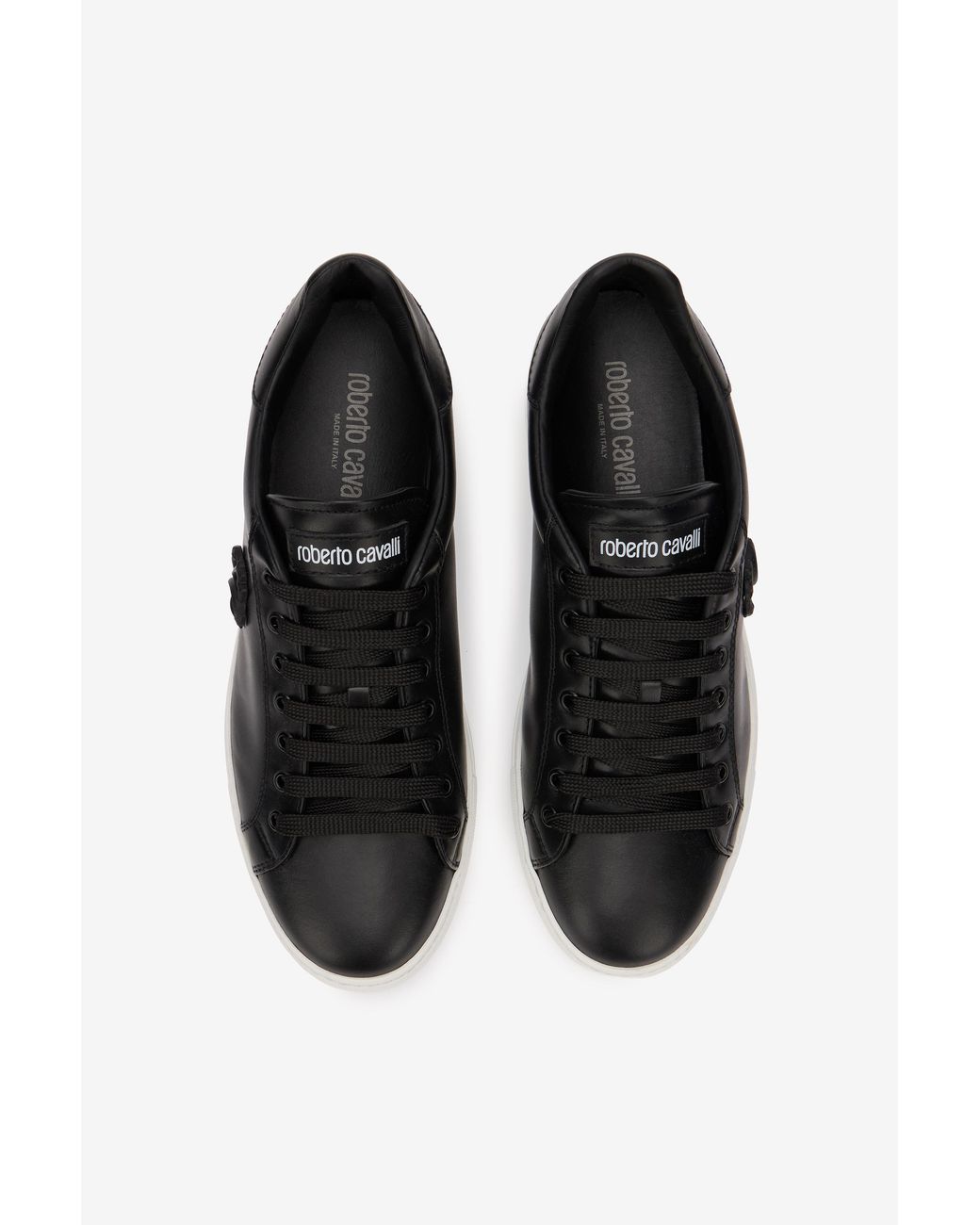 Roberto Cavalli Black Sneaker With Embossed Monogram Rc for men