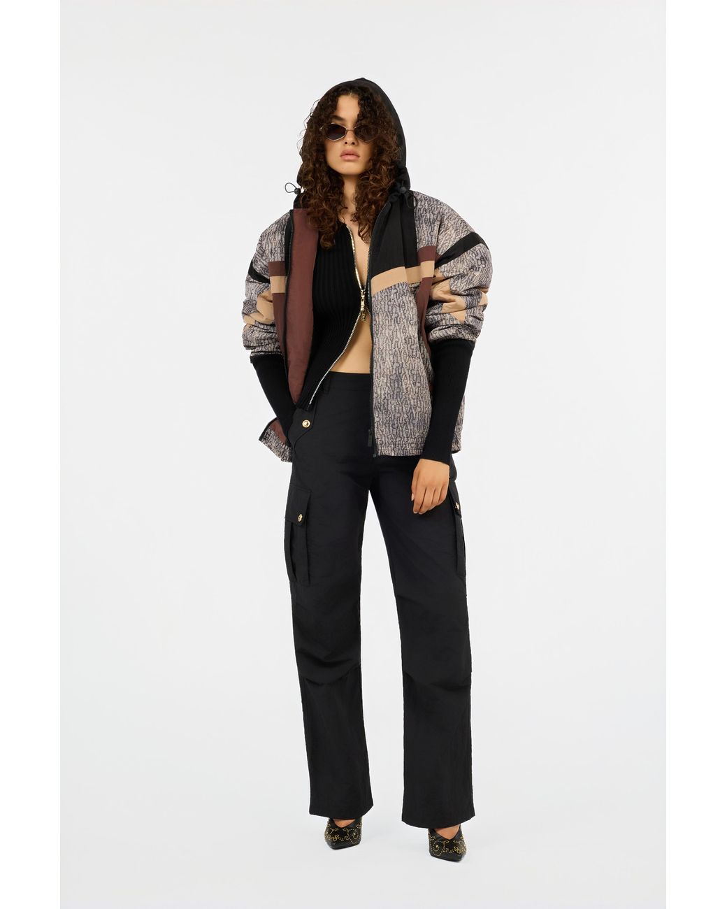 Roberto Cavalli Black Cargo Trousers With Buttons