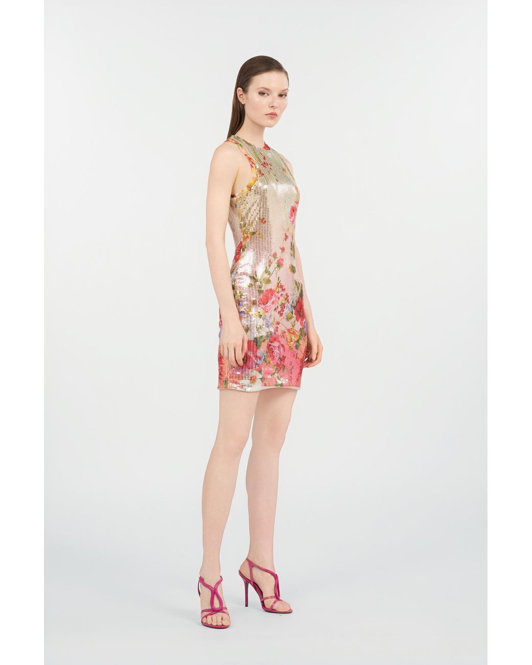 Roberto Cavalli White Miami Flowers Print Mini Dress