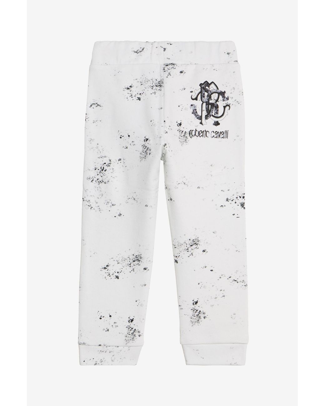 Roberto Cavalli White Splatter Print Trousers With Monogram Rc for men