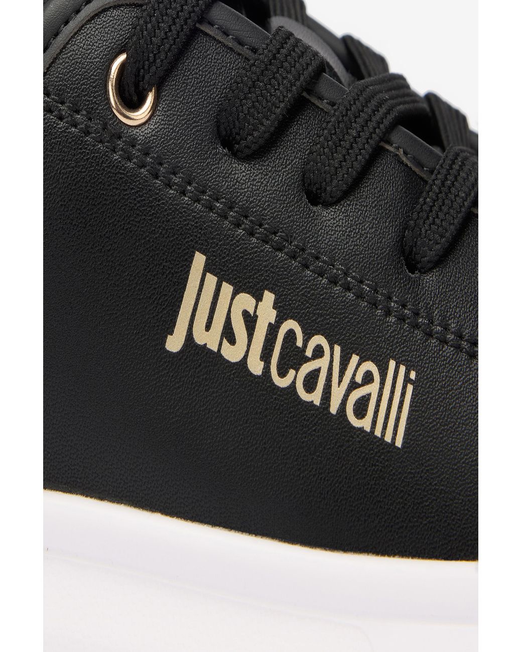 Roberto Cavalli Black Sneakers With Leopard Detail