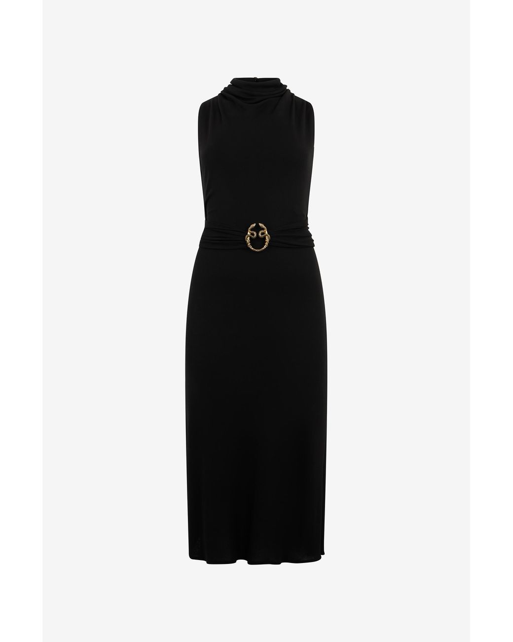 Roberto Cavalli Black Midi Dress With Snake Detail