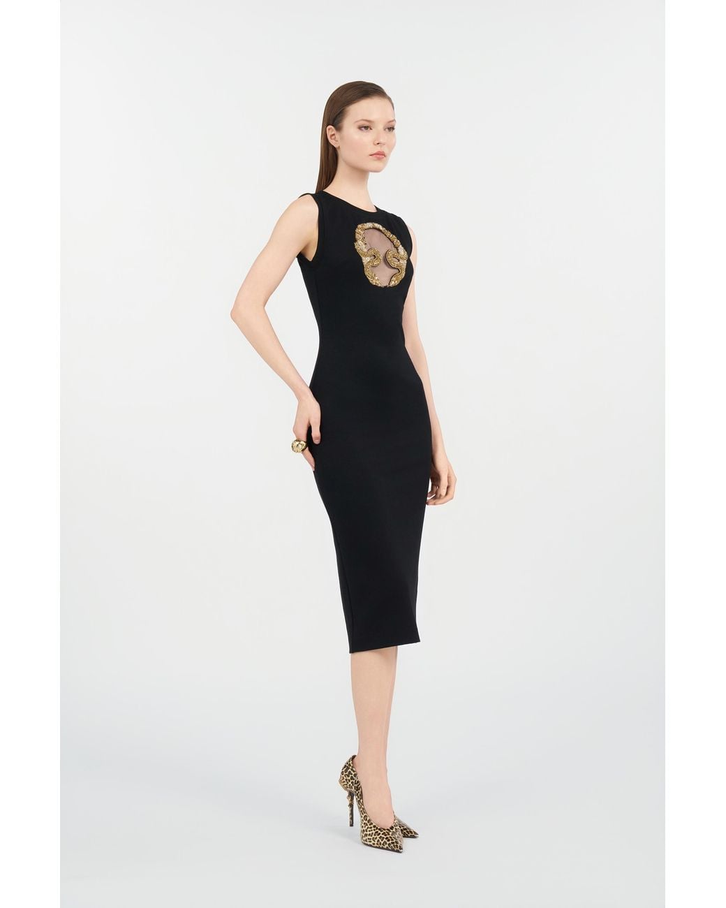 Roberto Cavalli Black Embroidered Dress