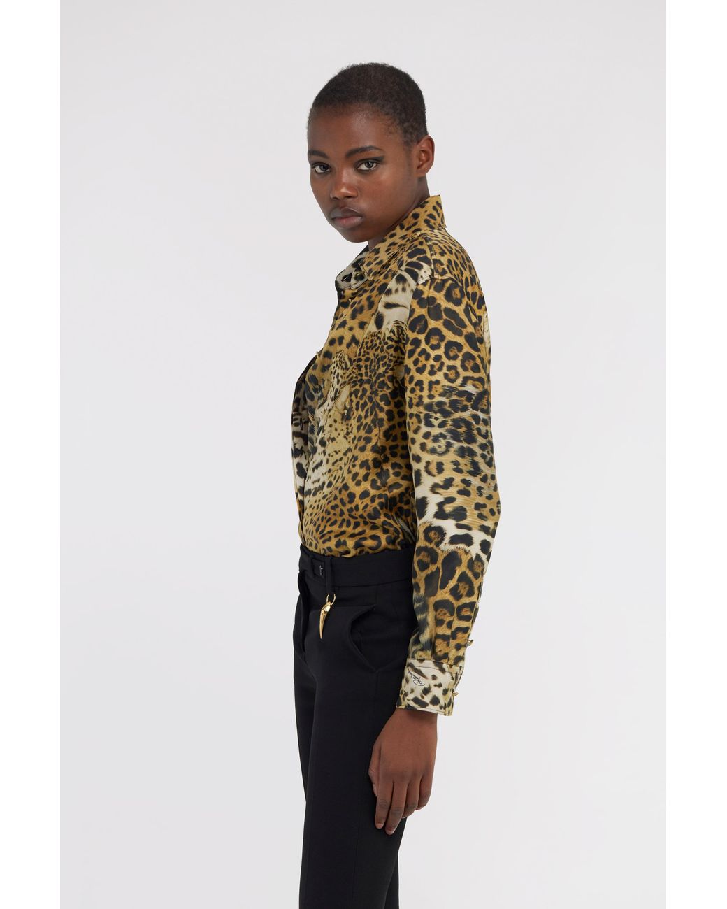 Roberto Cavalli Multicolor Jaguar Skin Print Shirt