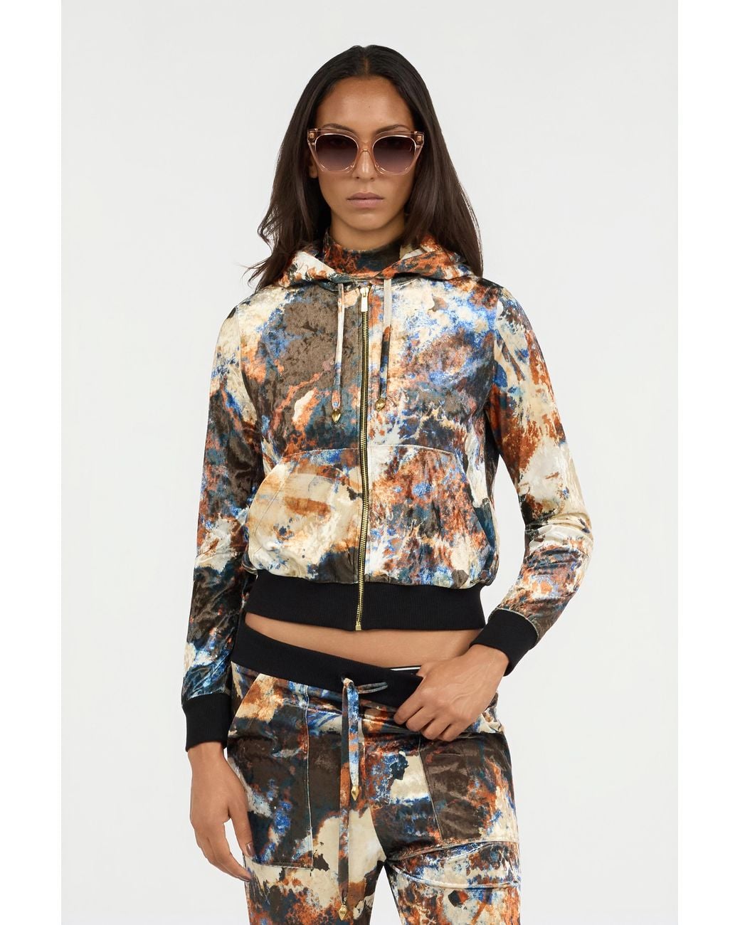 Roberto Cavalli Black Rusty Stain Print Sweatshirt Hoodie