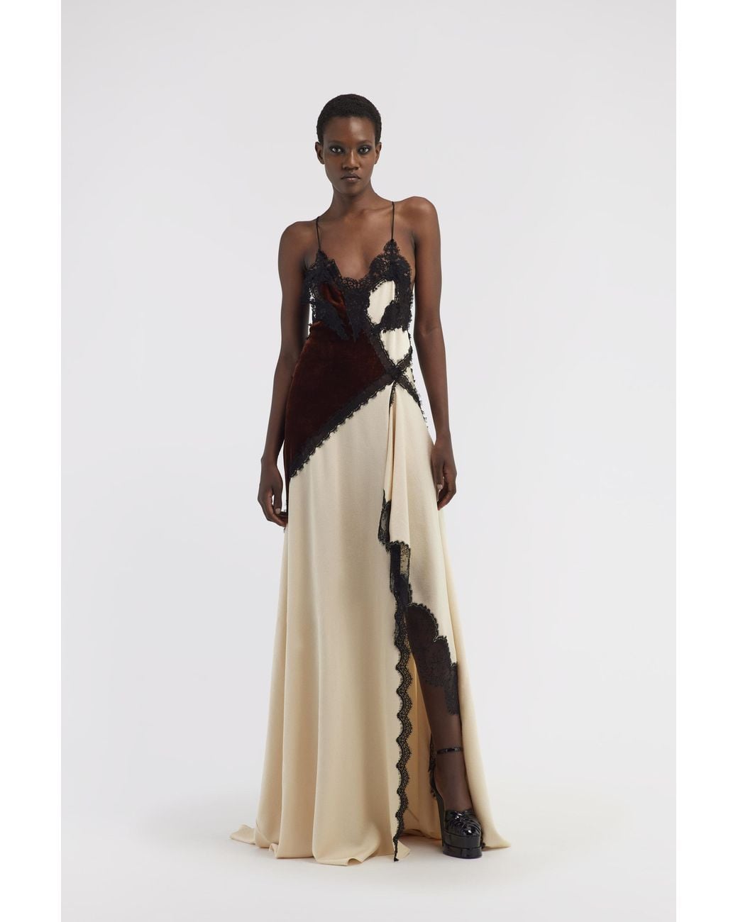 Roberto Cavalli White Slip Dress With Lace