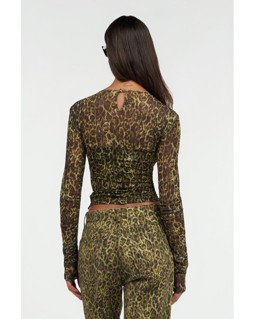 Roberto Cavalli Green Leopard Print T-Shirt