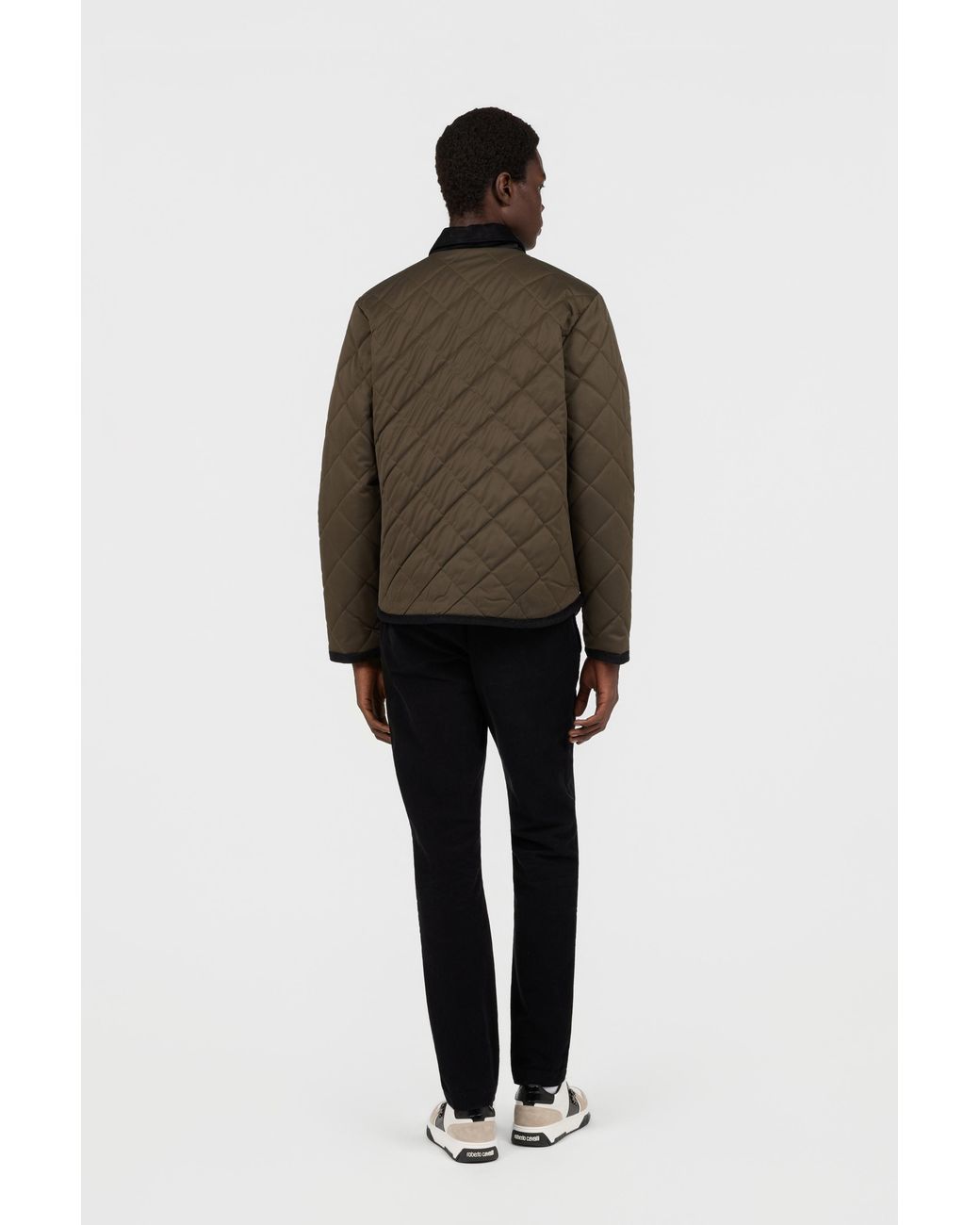 Roberto Cavalli Green Dark Jacket Husky Quilted for men