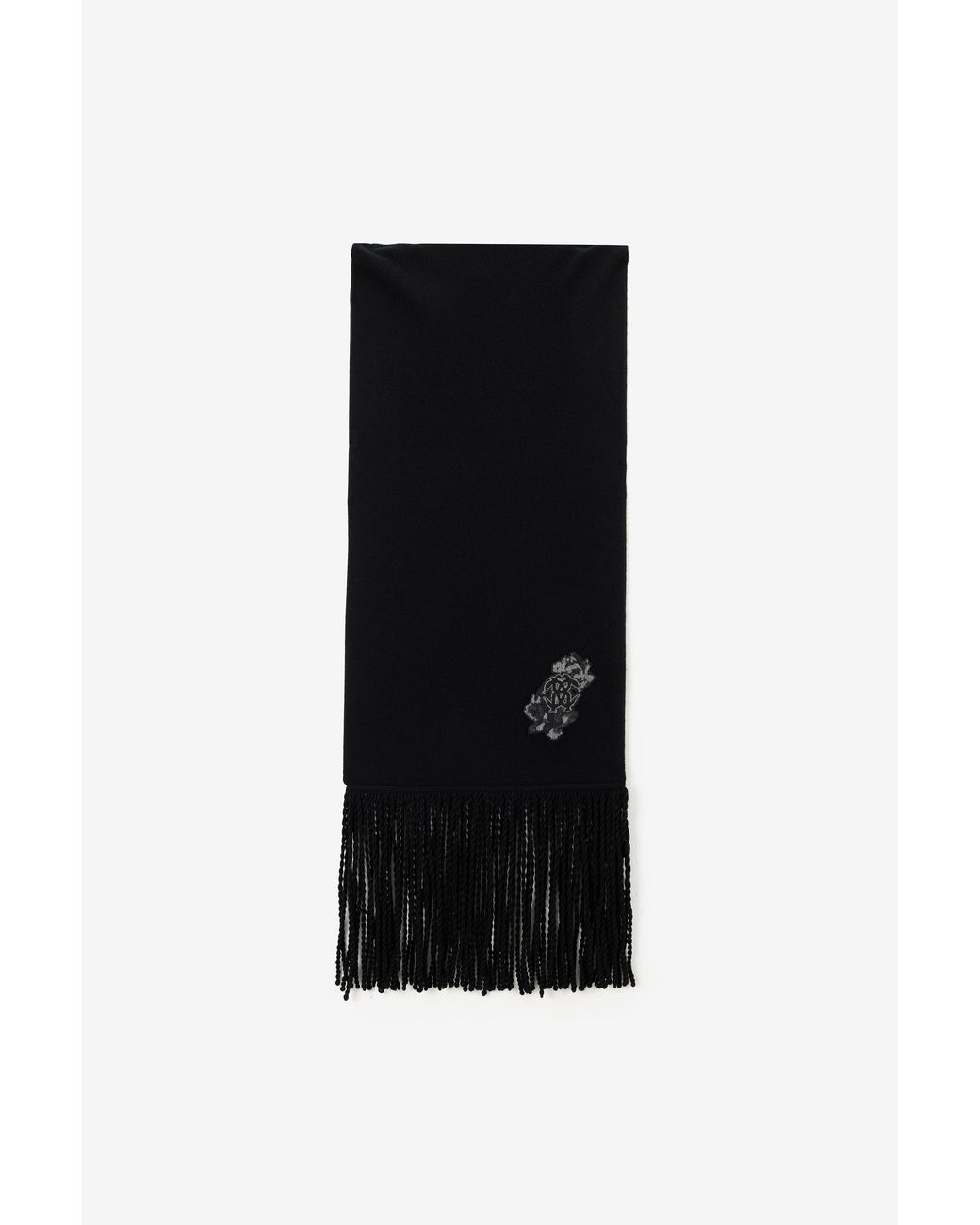 Roberto Cavalli Black Wool And Cashmere Scarf With Monogram Rc