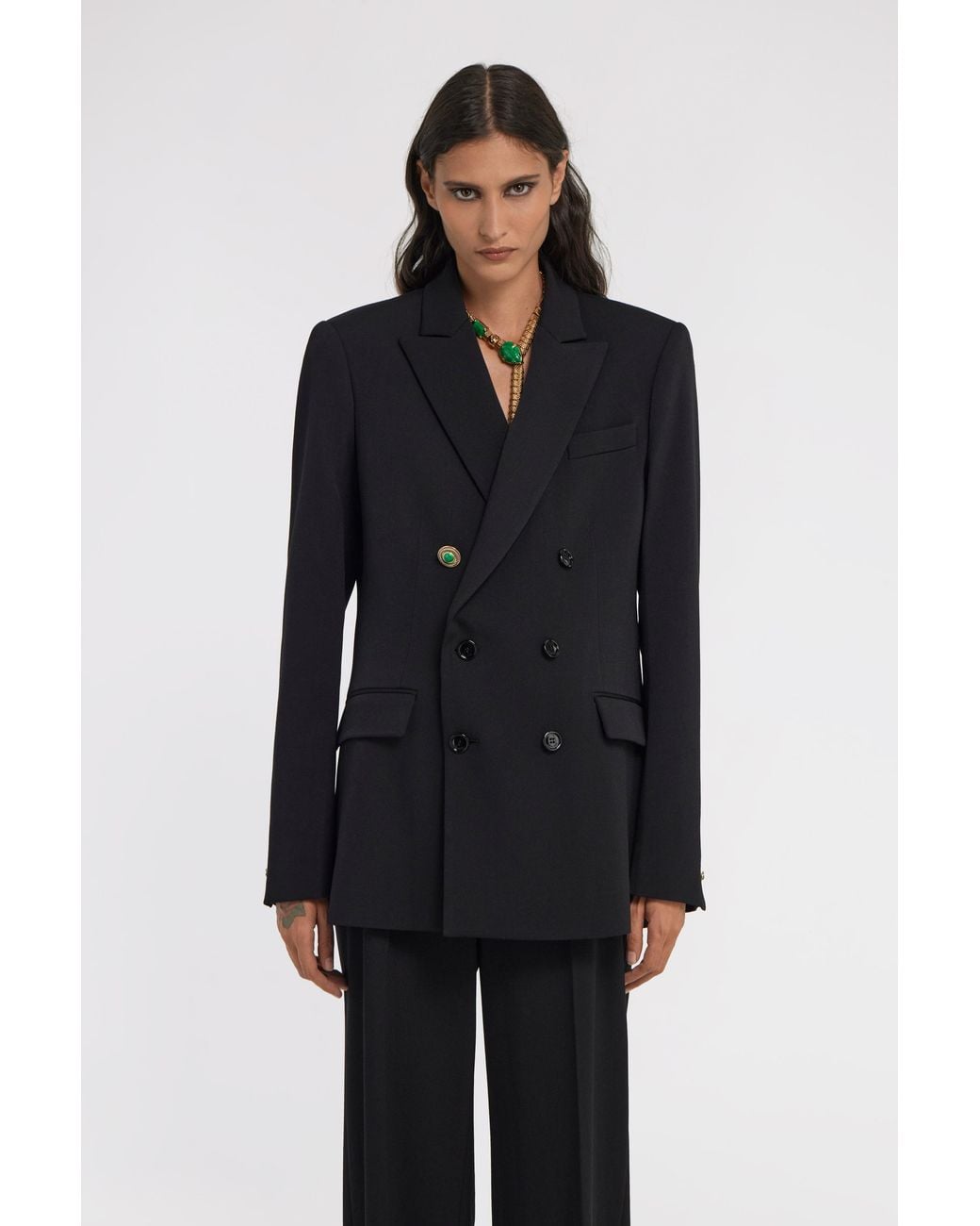 Roberto Cavalli Black Double-Breasted Blazer