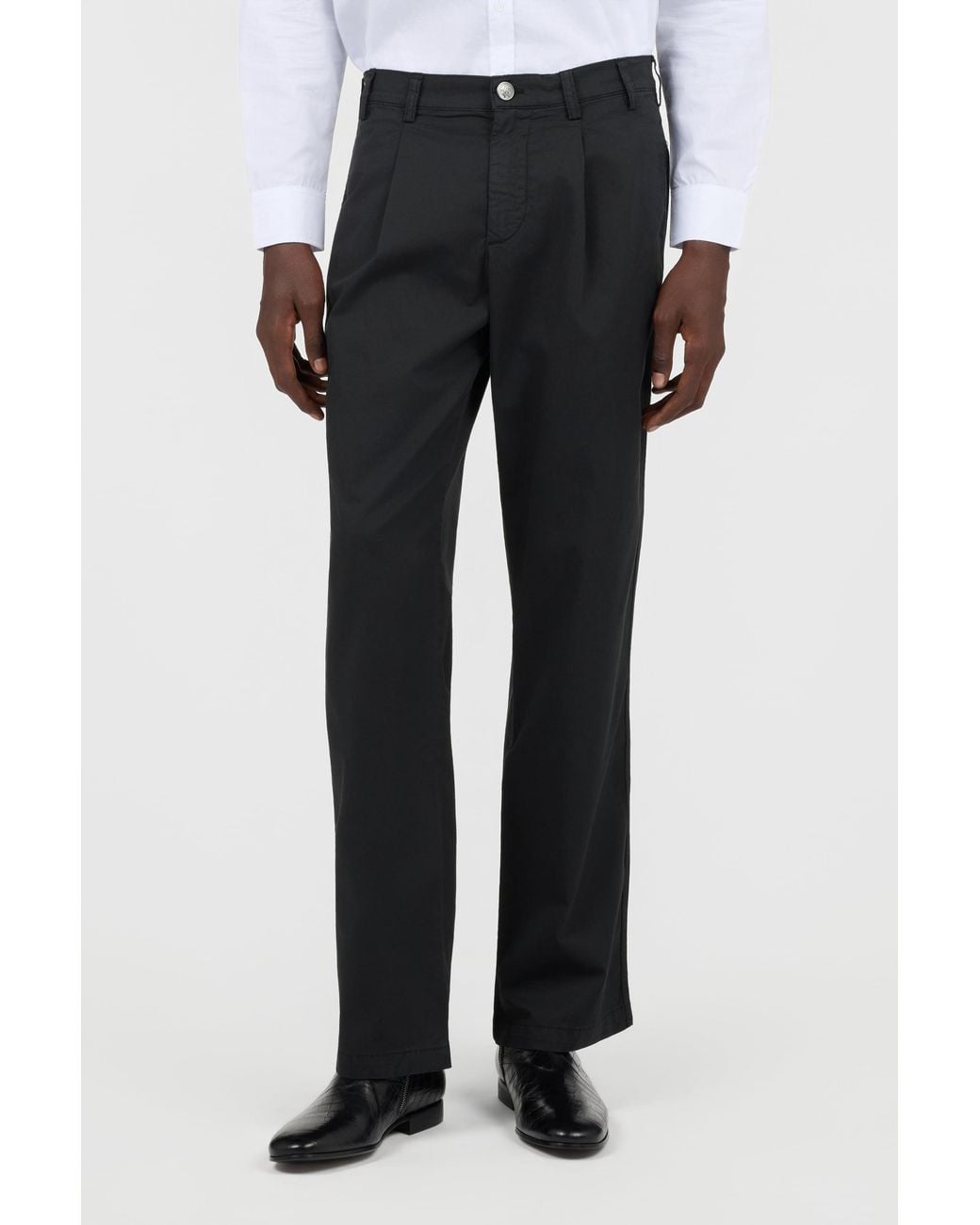 Roberto Cavalli Black Trousers Straight-Leg Pleats for men