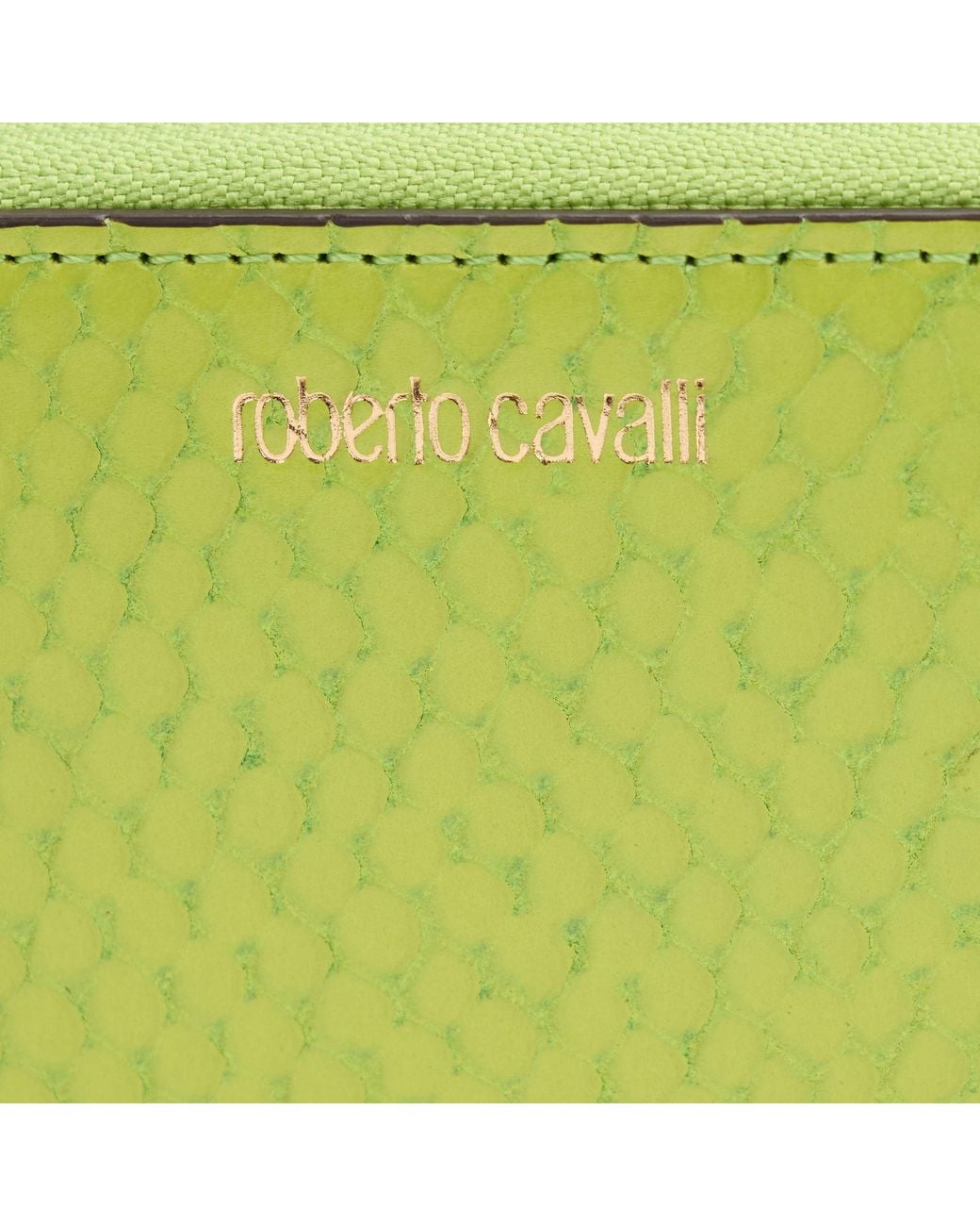 Roberto Cavalli Green Snake-Effect Wallet With Logo