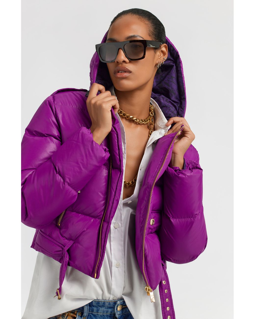 Roberto Cavalli Just Cavalli Down Jacket in Purple | Lyst