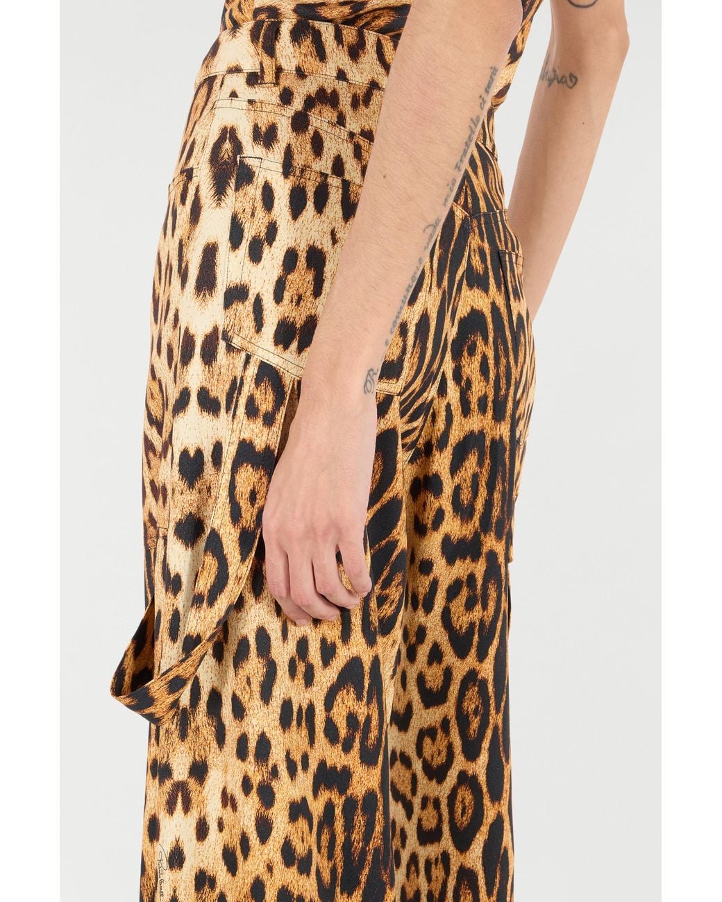 Roberto Cavalli Natural Pants With Jaguar Skin Print