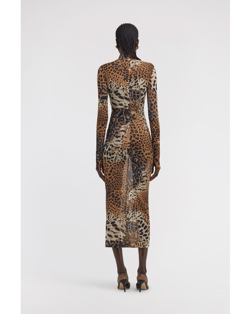 Roberto Cavalli White Long Tulle Dress With Jaguar Print