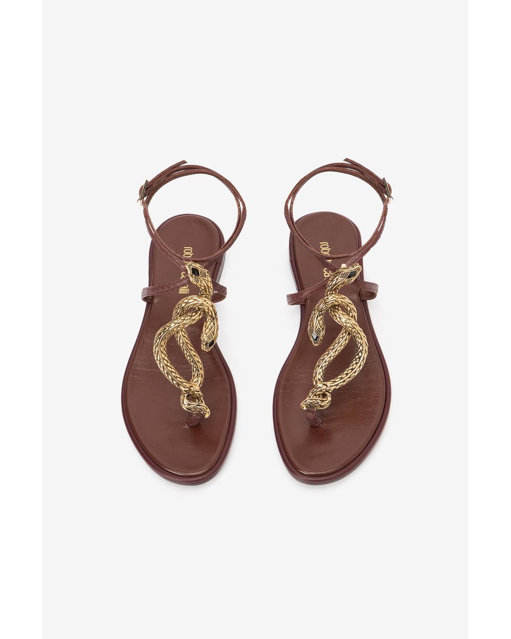 Roberto Cavalli Multicolor Flat Thong Sandals With Snake Motif