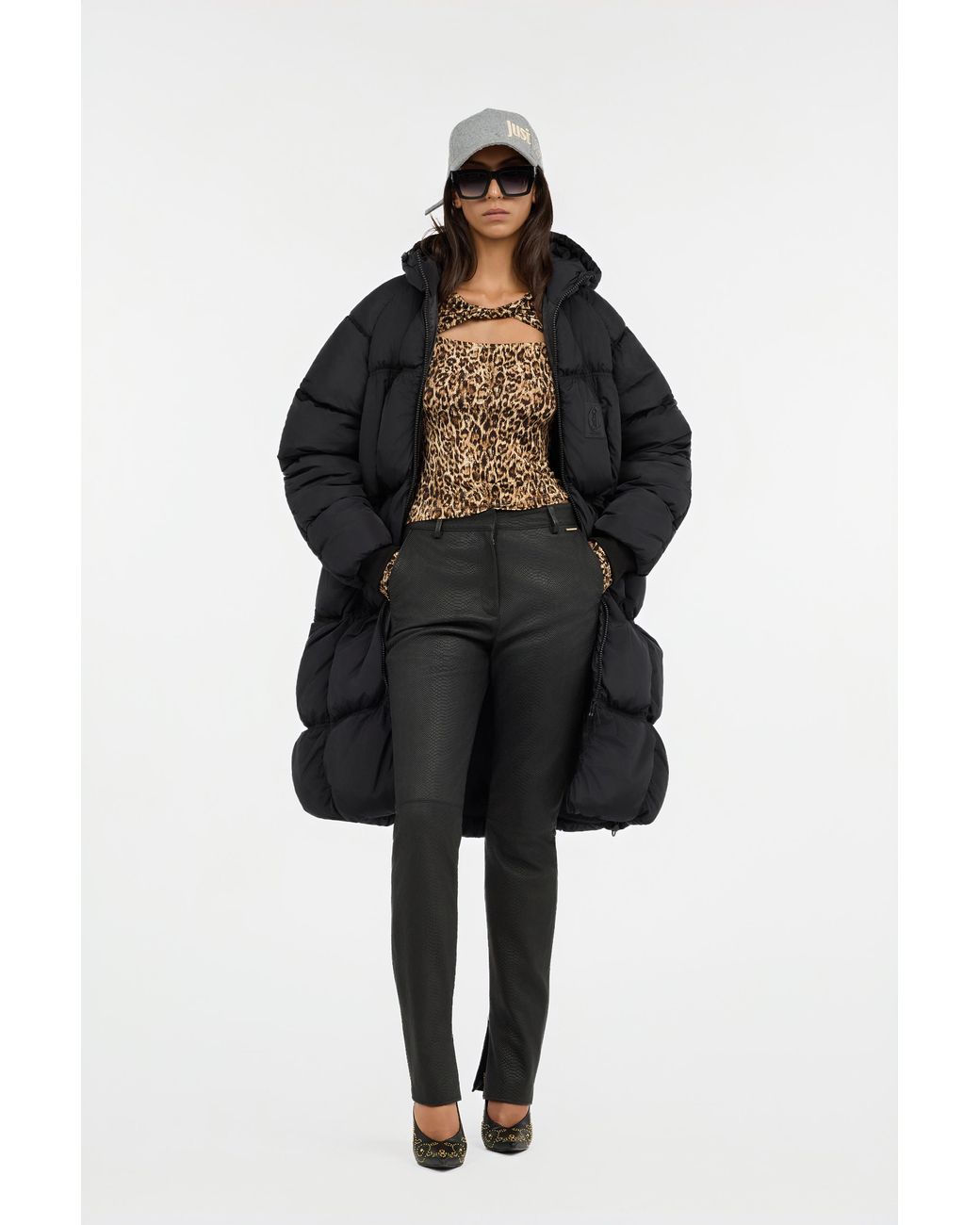 Roberto Cavalli Black Leopard Print T-Shirt