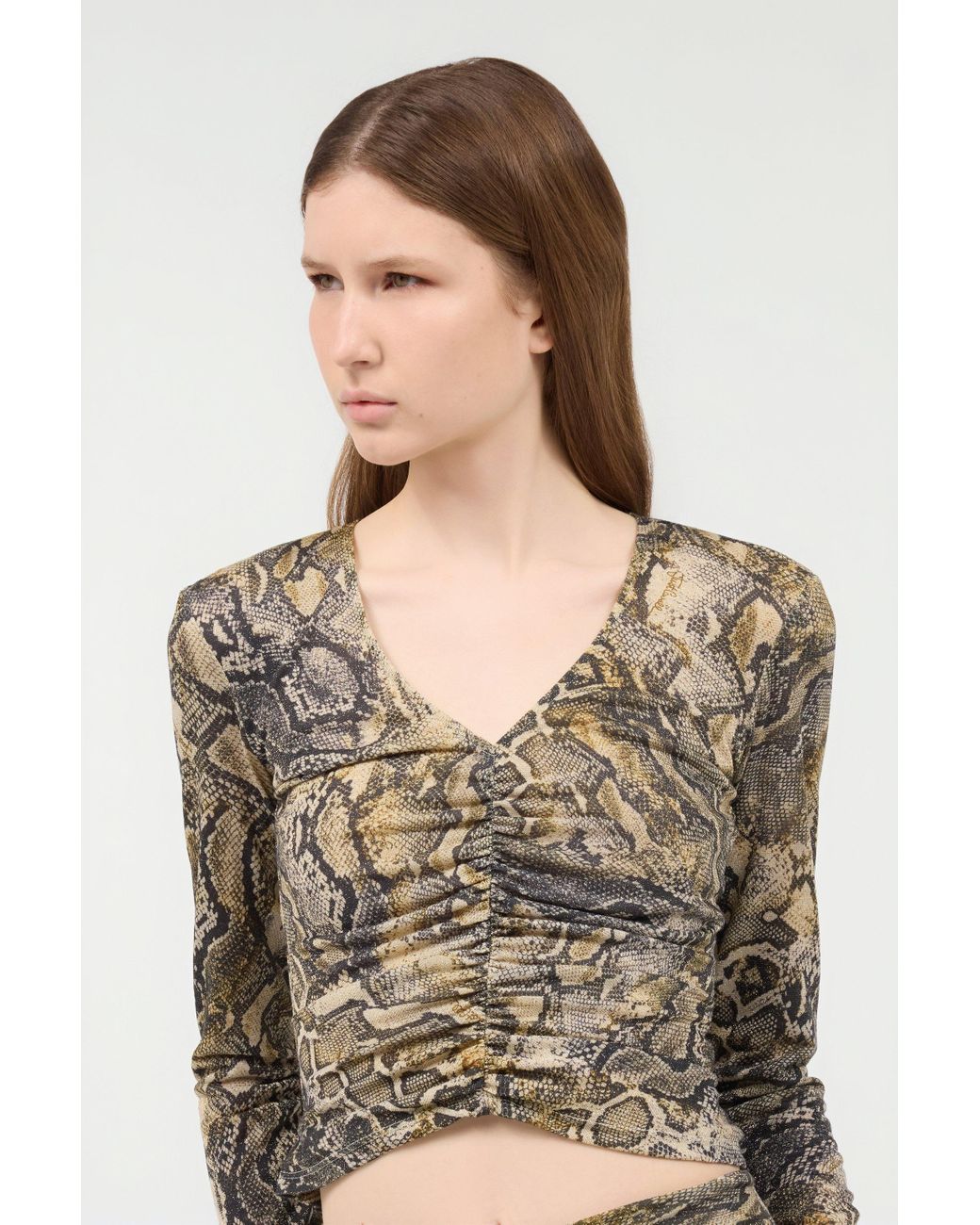 Roberto Cavalli White Top With Python Print