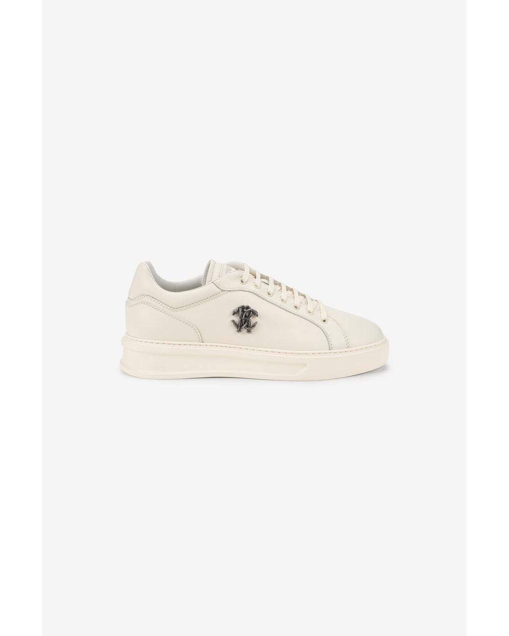 Roberto Cavalli White Ivory Sneakers With Rc Monogram for men