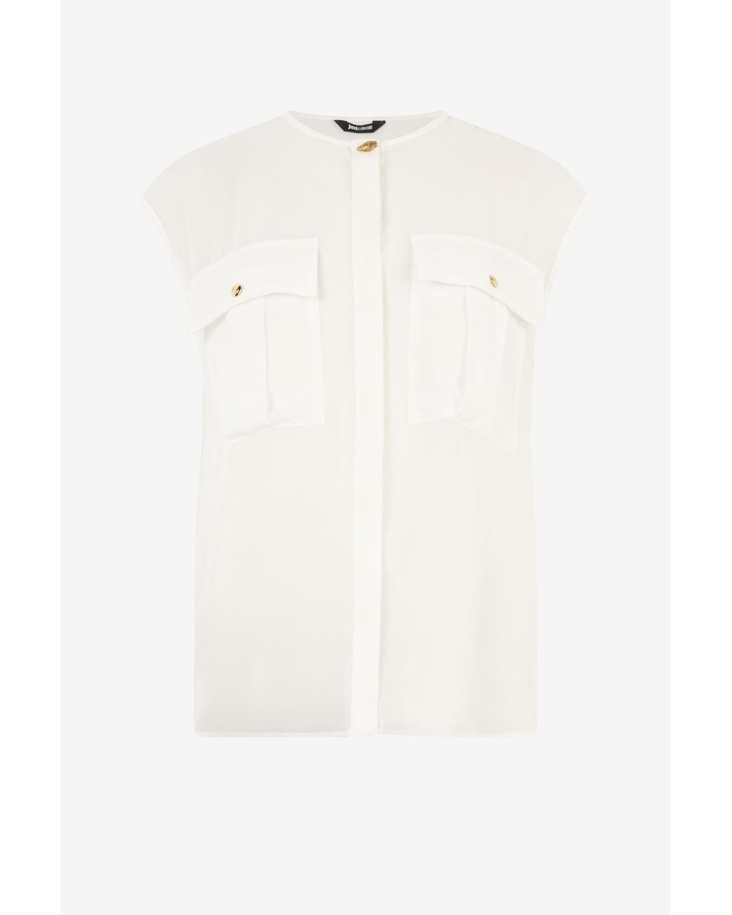 Roberto Cavalli White See-Through Sleeveless Top
