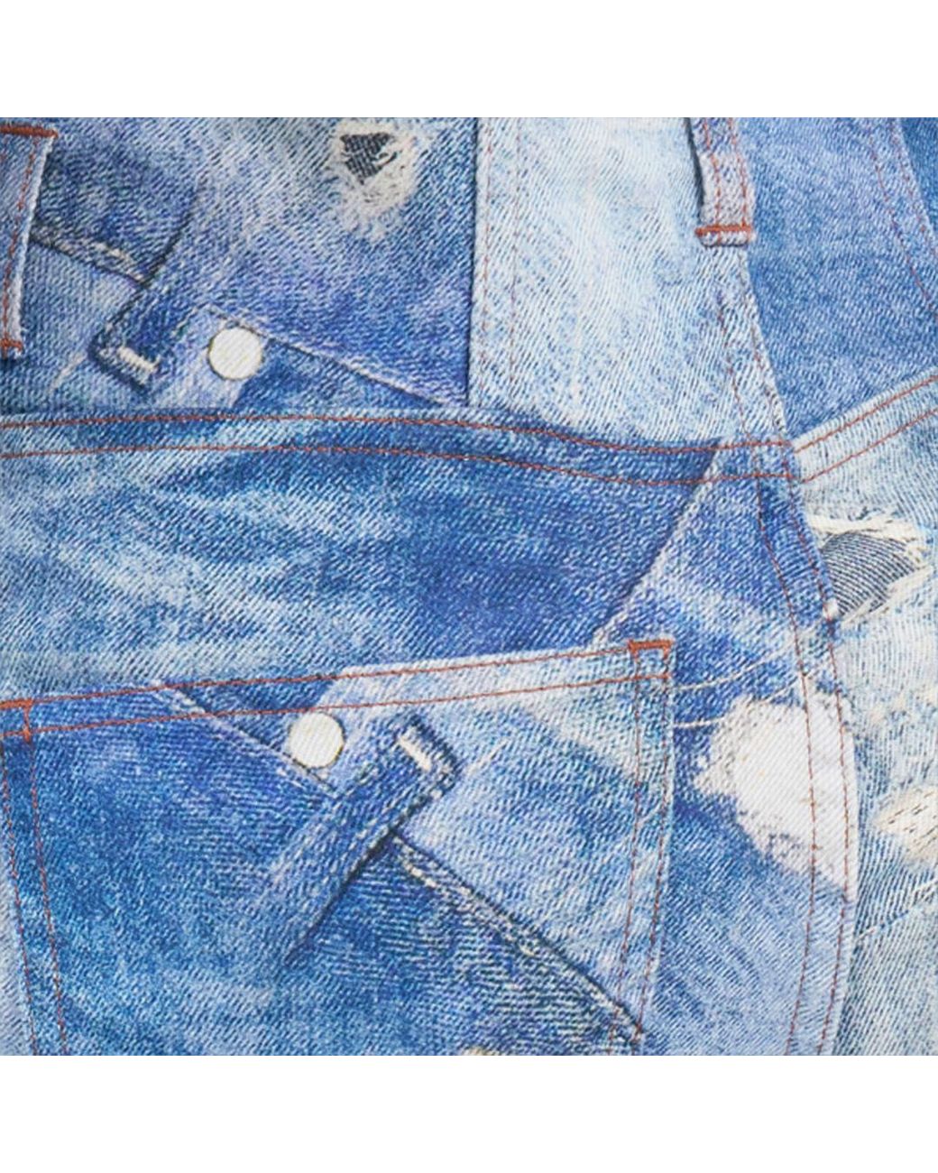 Roberto Cavalli Blue Patchwork Denim Jumpsuit