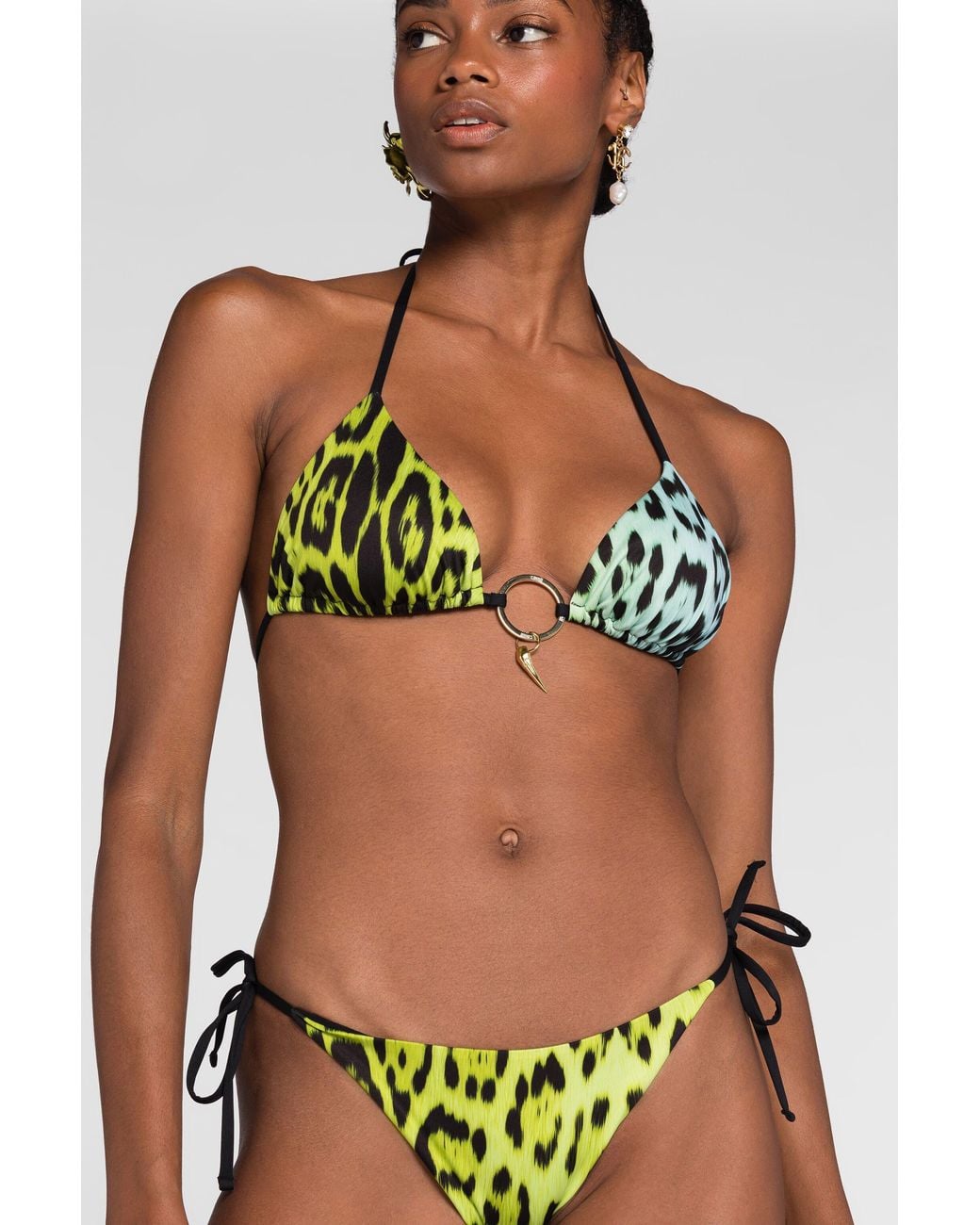 Roberto Cavalli Blue Jaguar-Print Bikini Briefs
