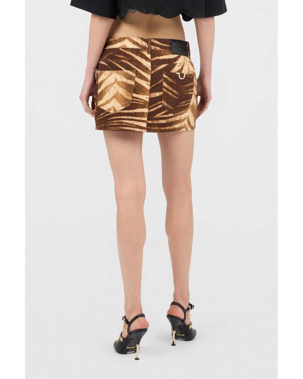 Roberto Cavalli Brown Natural Barb Mini Skirt