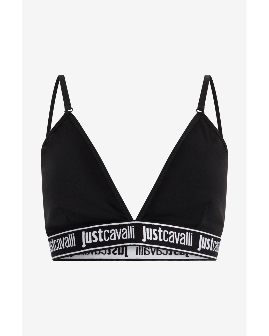 Roberto Cavalli Black Triangle Bra With Logo Band