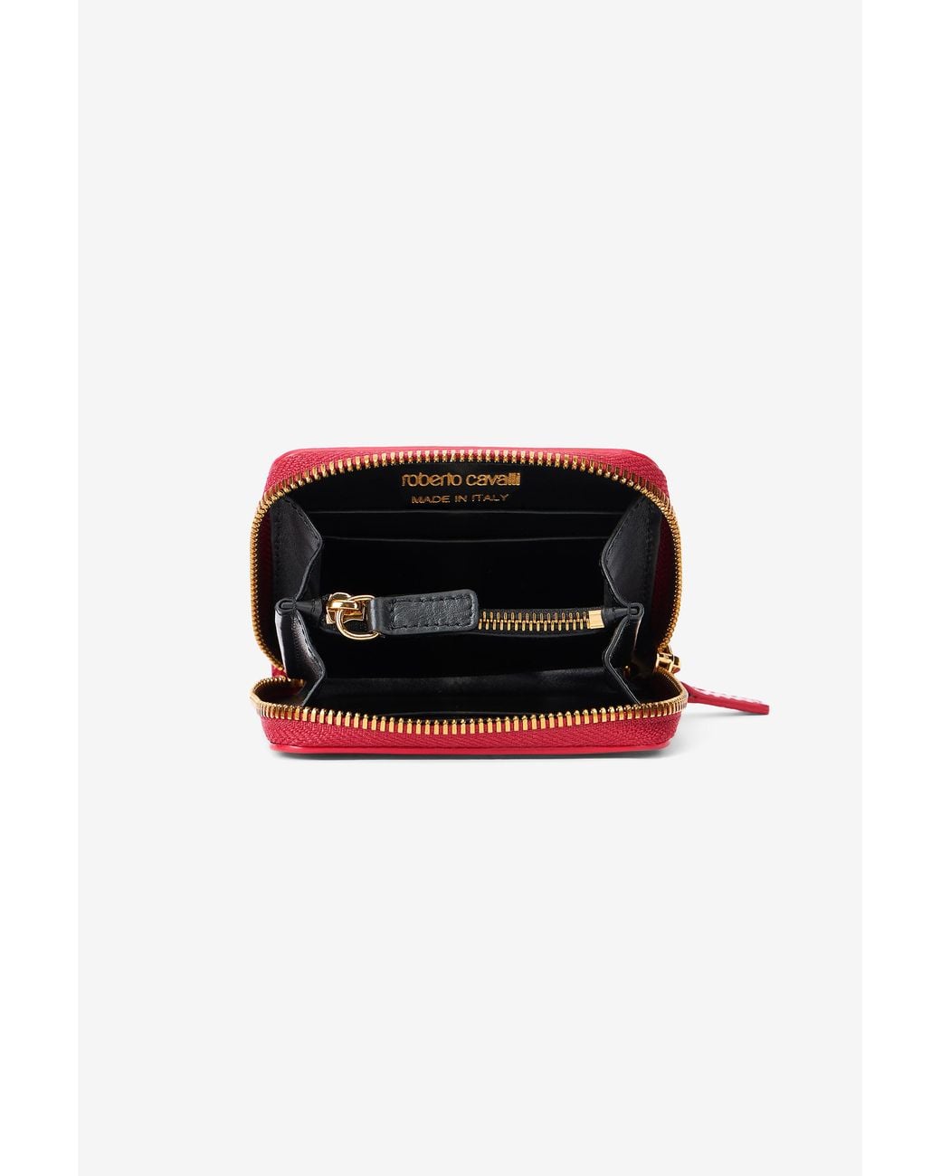 Roberto Cavalli Red Small Antique Rose Crocodile-Effect Wallet